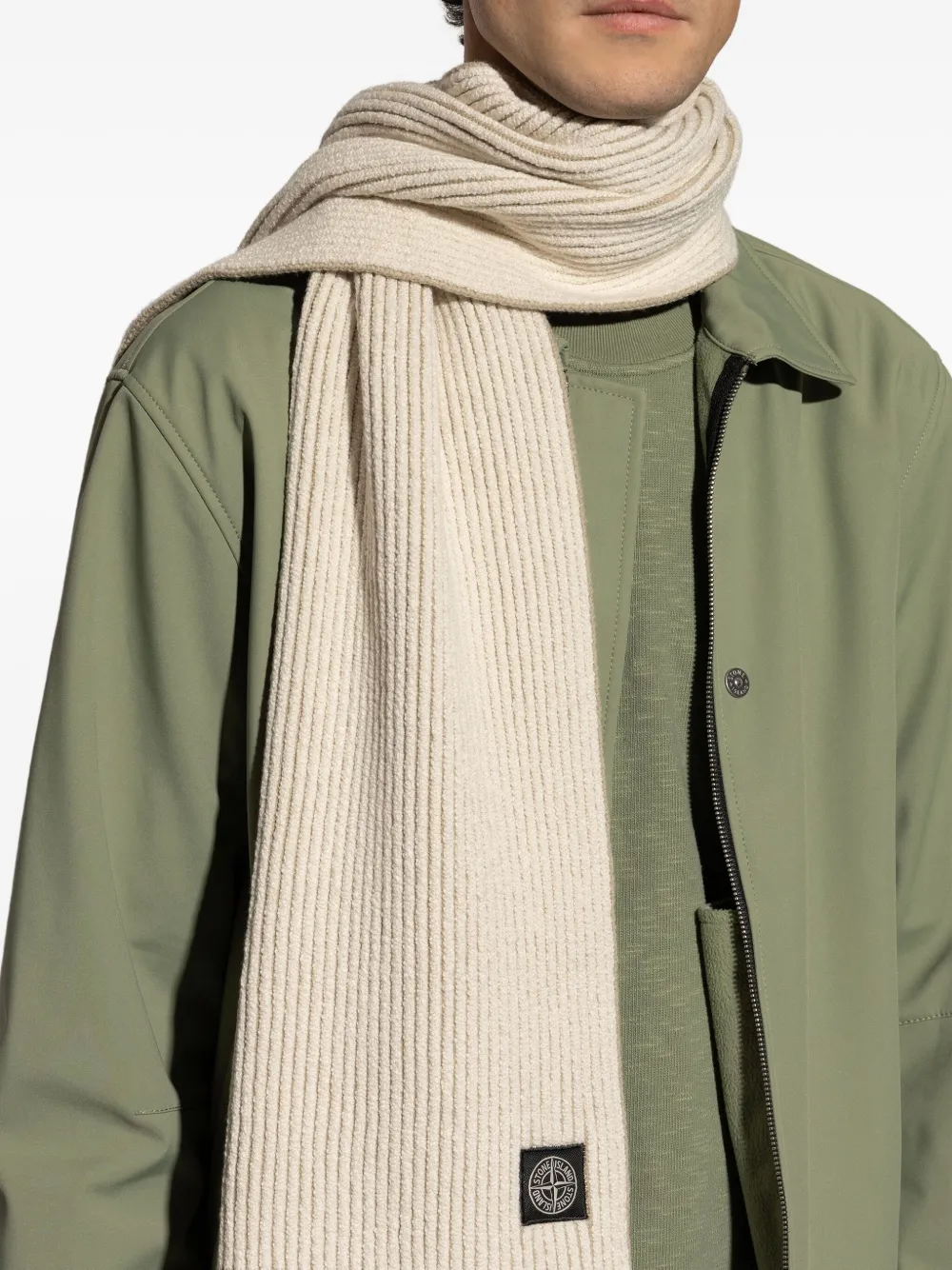 Stone Island Logo-patch Scarf In Neutral