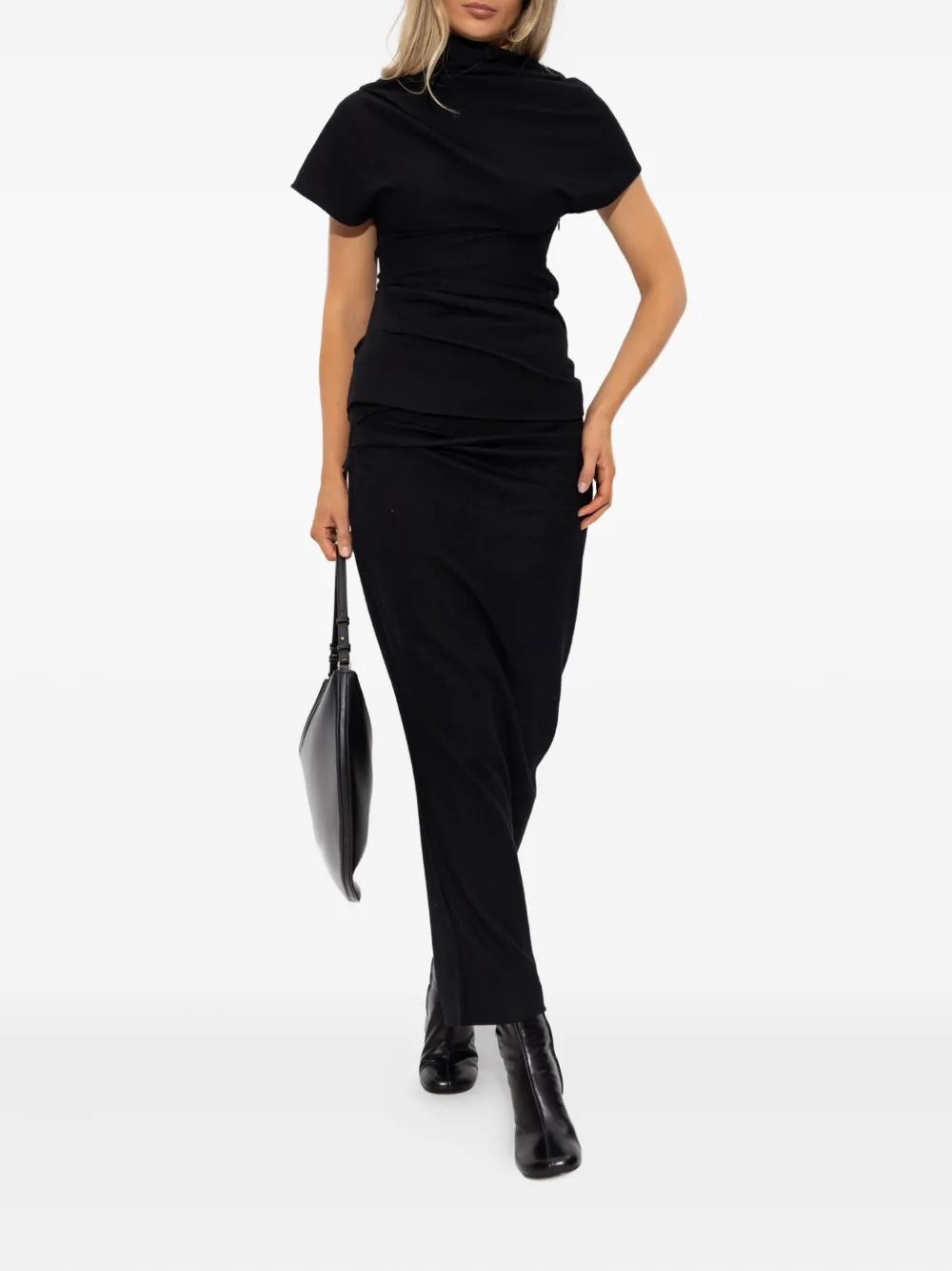Entire Studios Draped Wool Top In Black