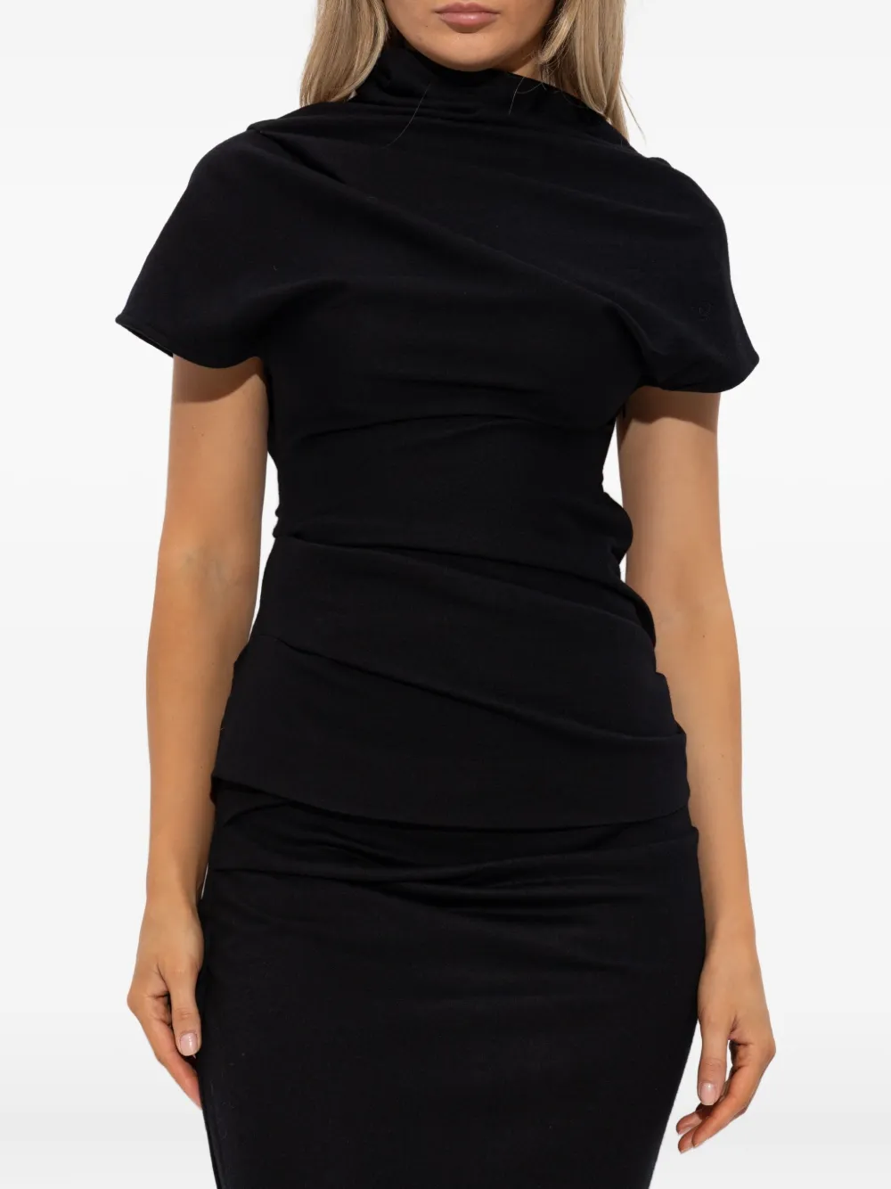 Entire Studios Draped Wool Top In Black