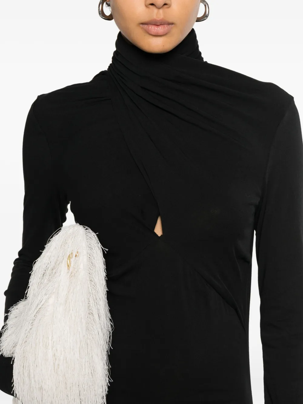 ENTIRE STUDIOS Gedrapeerde maxi-jurk met lage hals Zwart