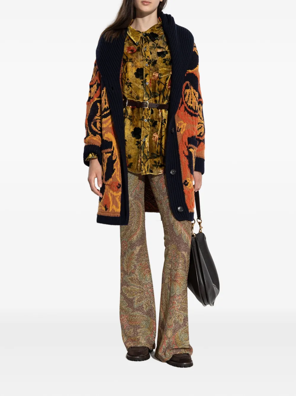 R13 Fluwelen blouse met bloemenprint - Geel