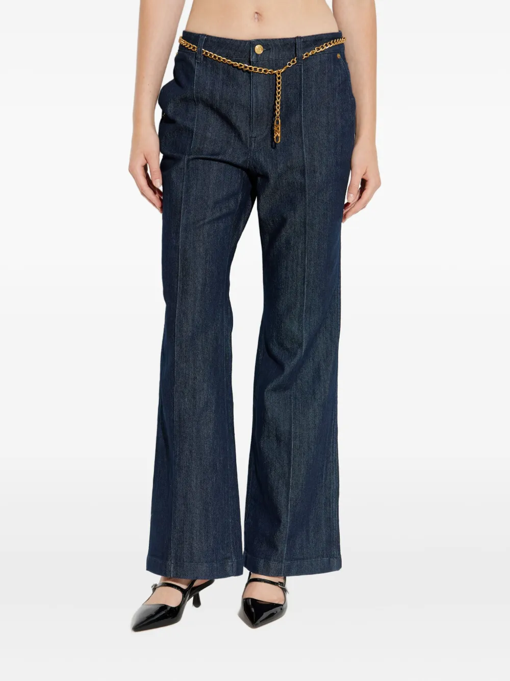 Michael Michael Kors Logo-plaque Flared Jeans In Blue