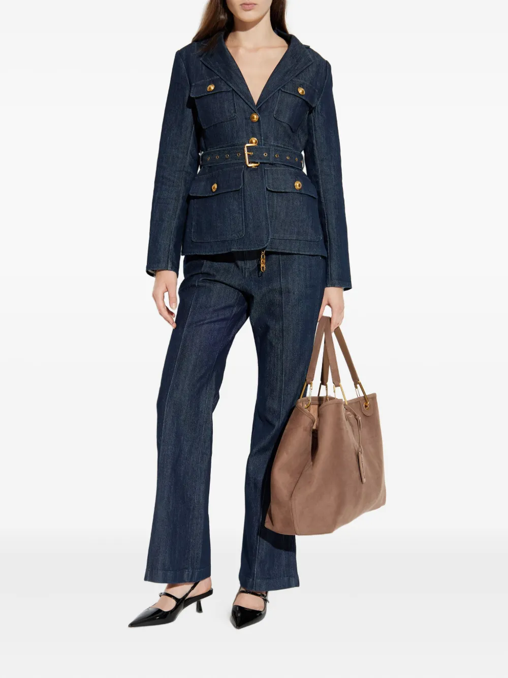 Michael Michael Kors chain-embellished flared jeans - Blauw