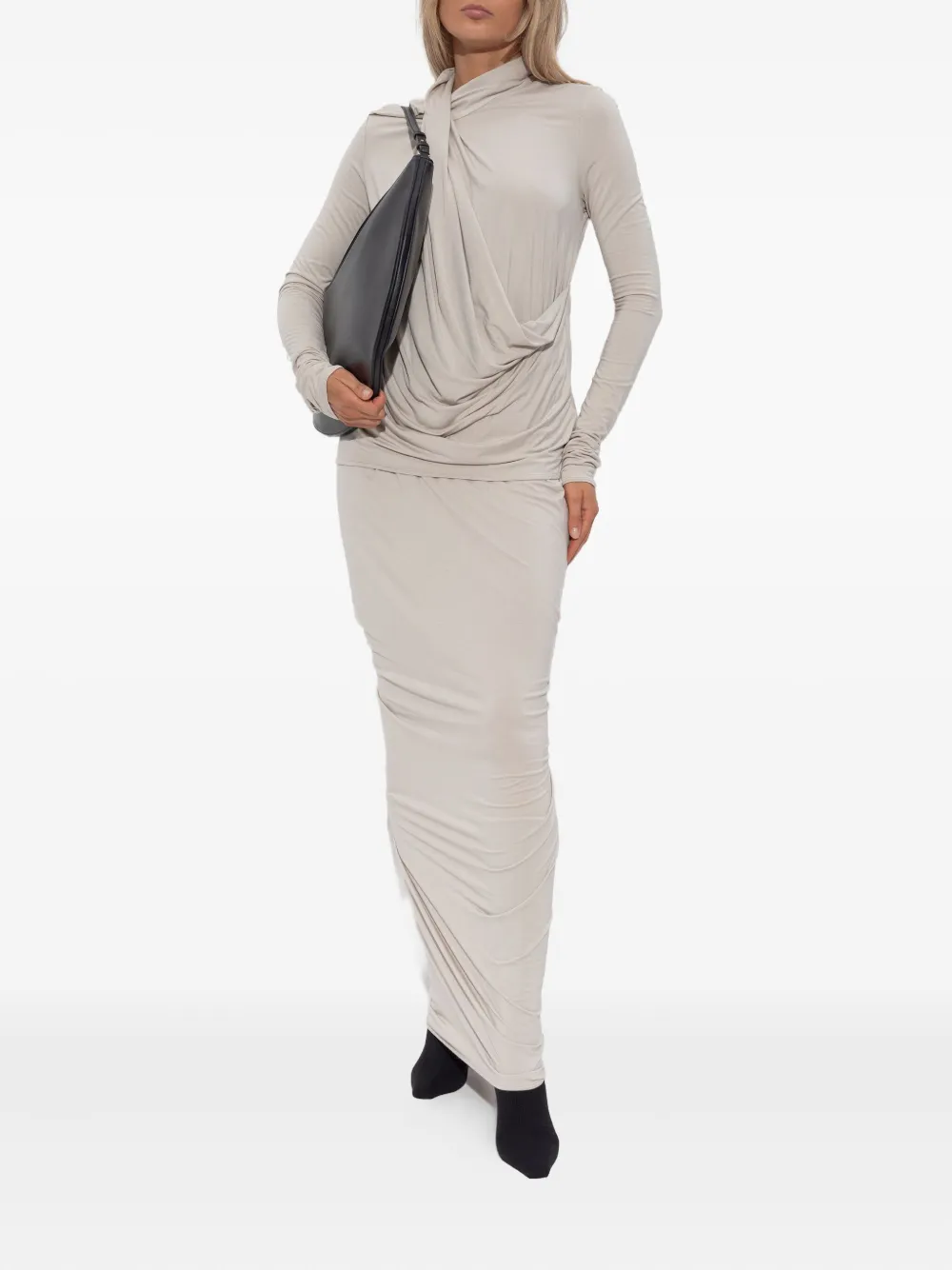 Entire Studios Draped Cowl-neck Top In Neutral
