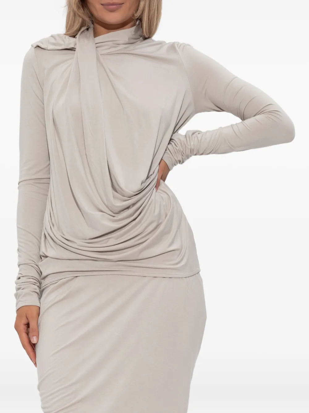 Entire Studios Draped Cowl-neck Top In Neutral