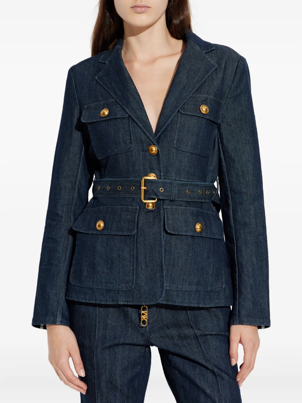 Michael Michael Kors Long-sleeved Denim Jacket In Blue