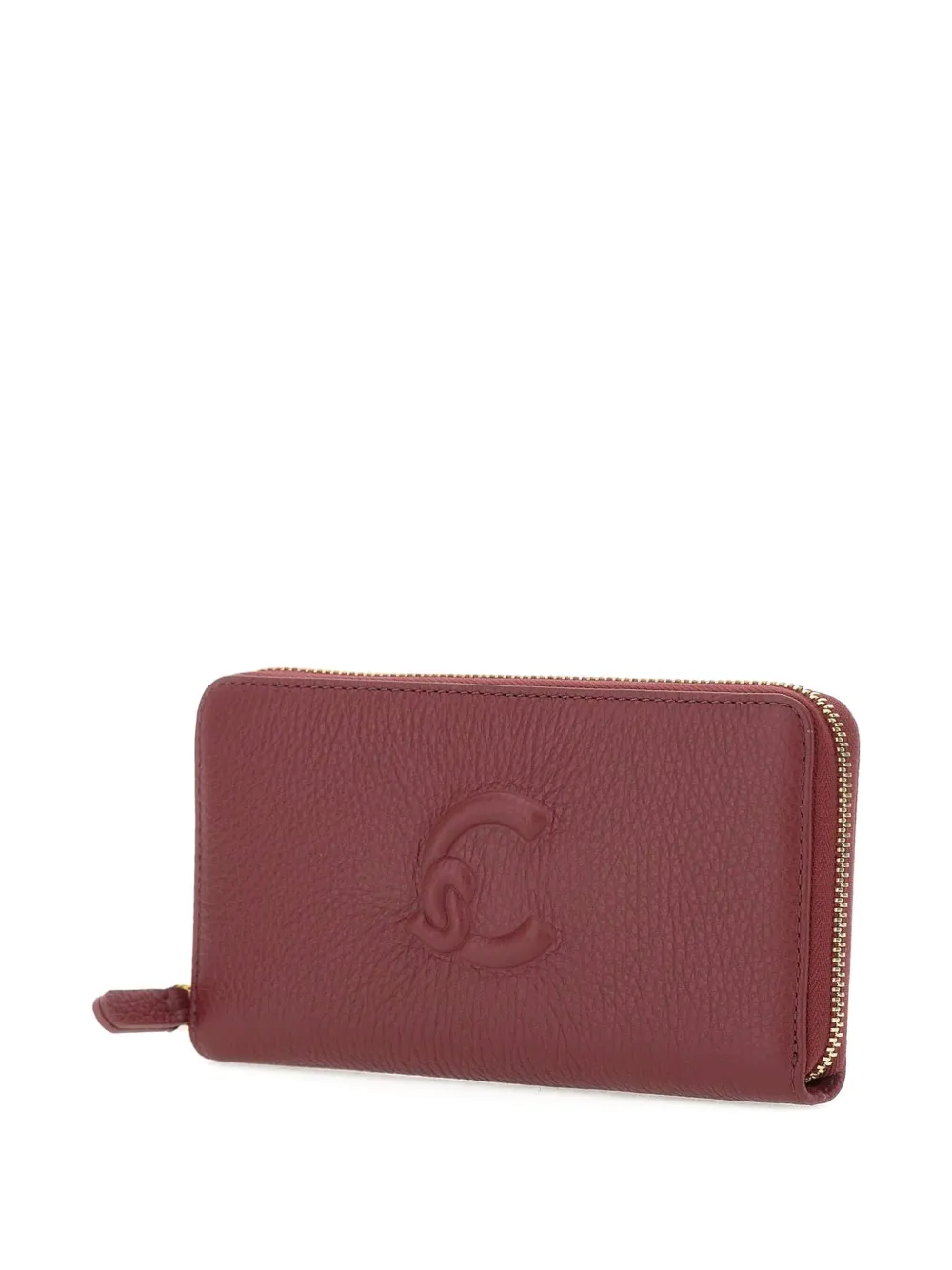 Coccinelle Embossed Logo Zip-around Wallet In Burgundy