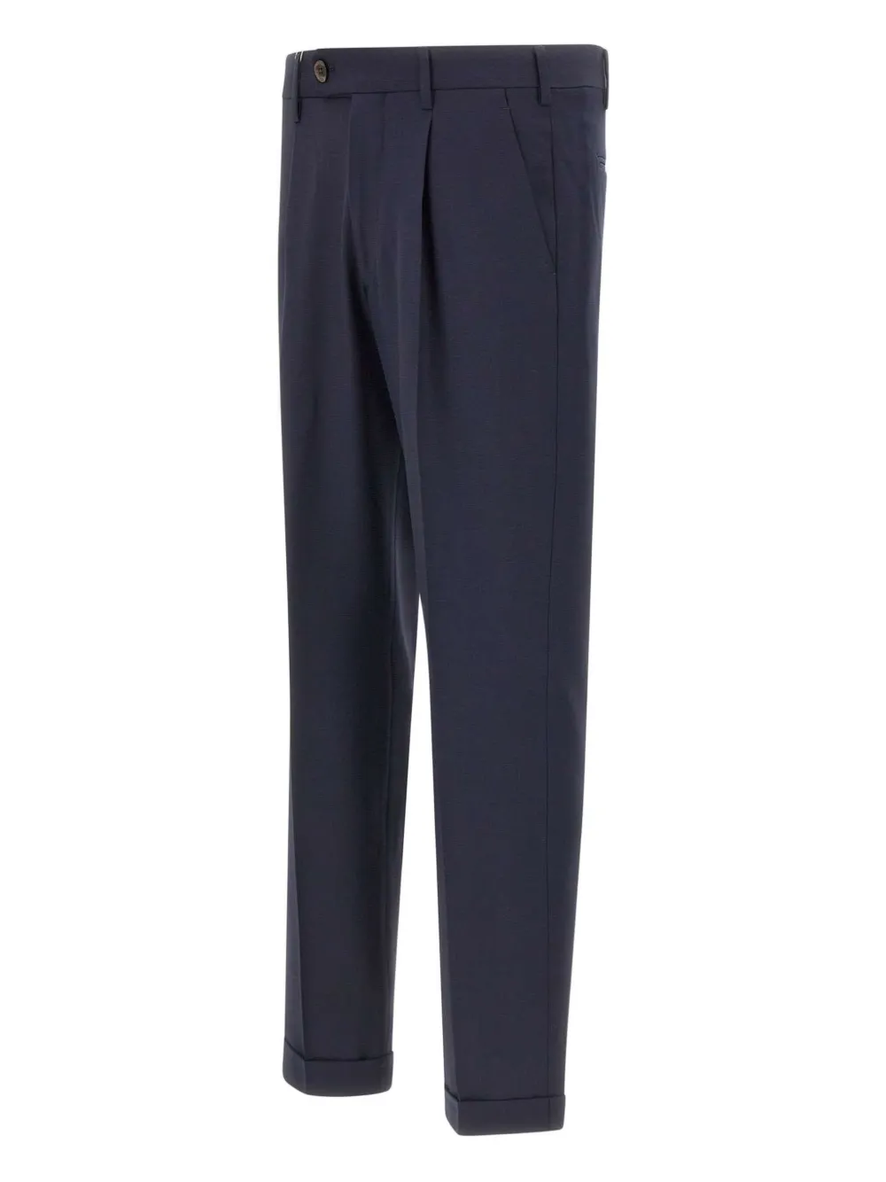 Devore Pleated Front-button Trousers In Blue