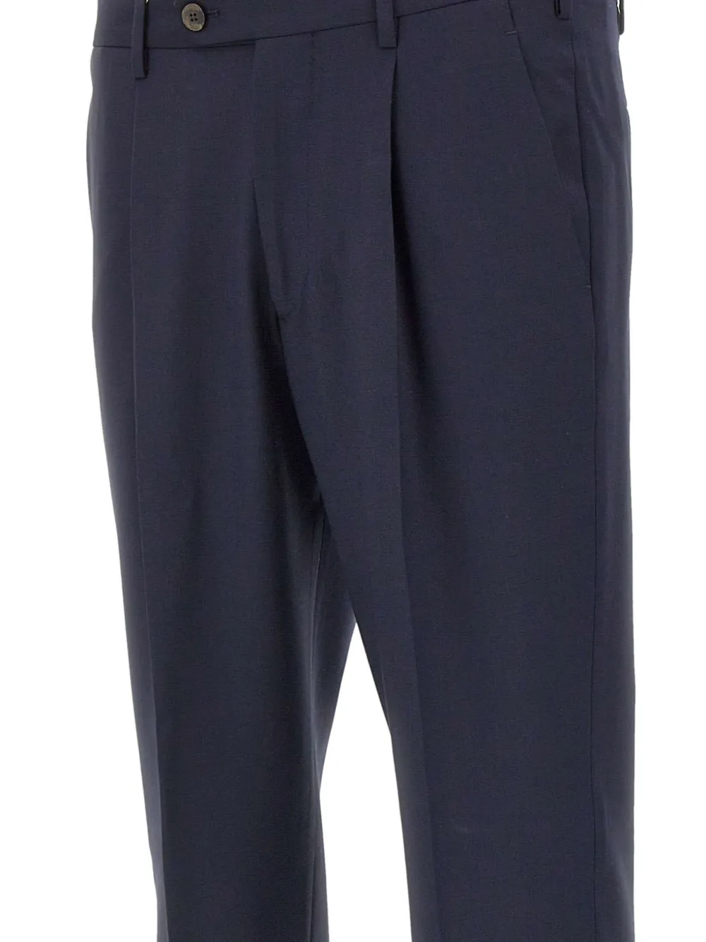 Devore Pleated Front-button Trousers In Blue