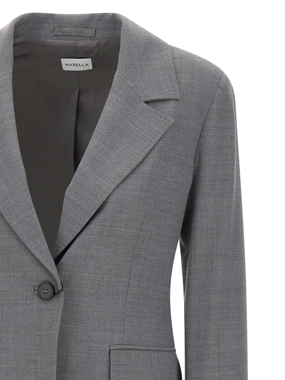 Marella Padded-shoulder Single-button Blazer In Gray