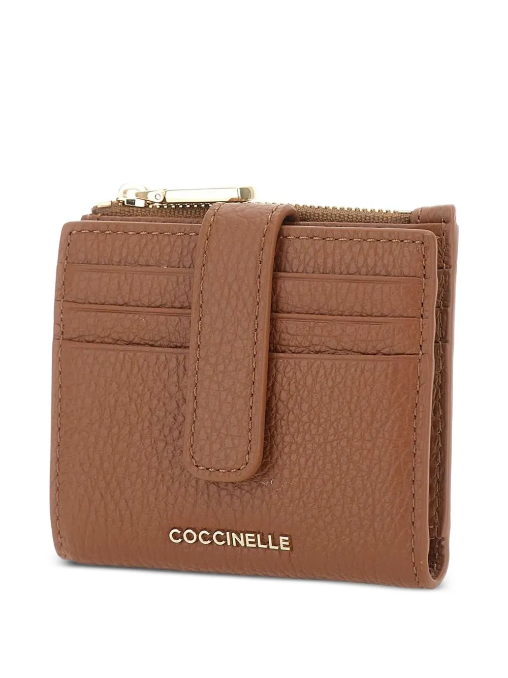 Coccinelle Leren portemonnee met knoopsluiting Bruin