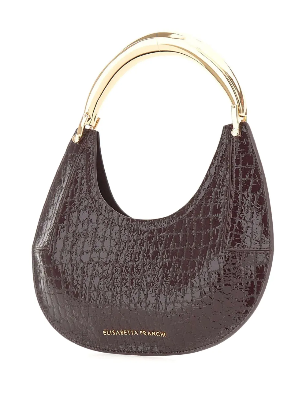 Elisabetta Franchi Hobo Crocodile-effect Jewel-handle Tote Bag In Red