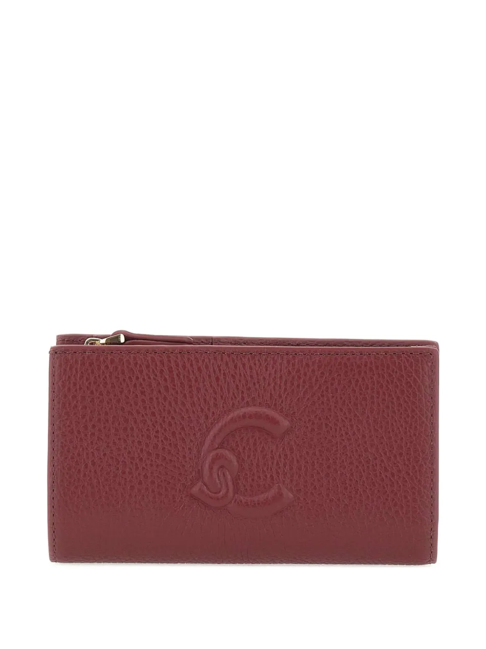 Coccinelle Embossed Logo Leather Wallet In Burgundy