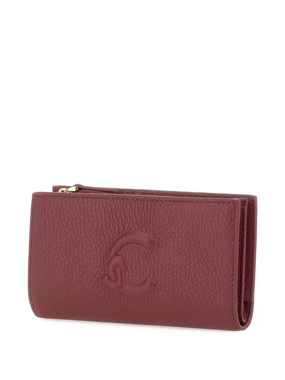 Coccinelle Embossed Logo Leather Wallet In Burgundy
