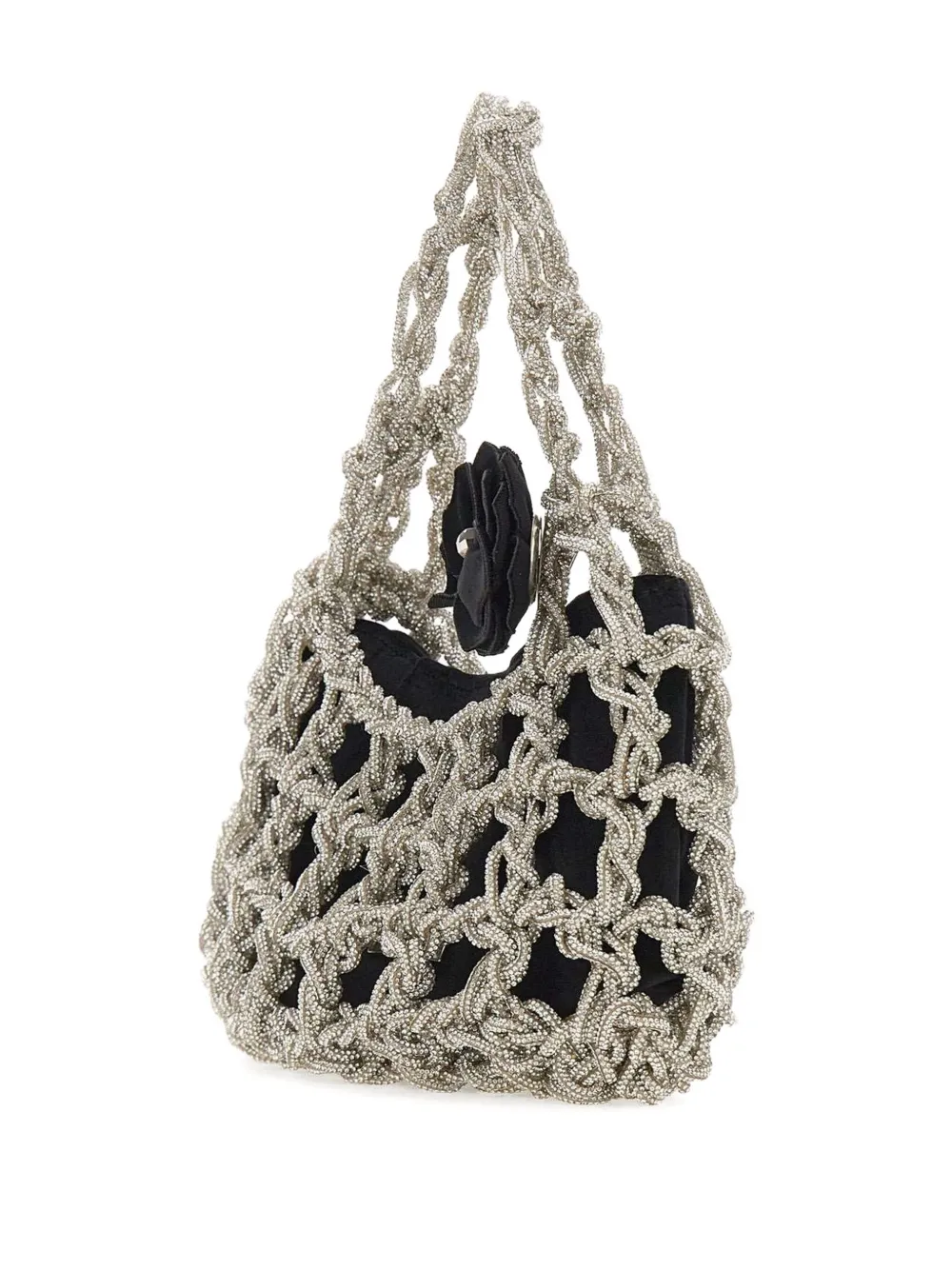 Twenty Four Haitch Small Rhinestone-embellished Tote Bag In Silver