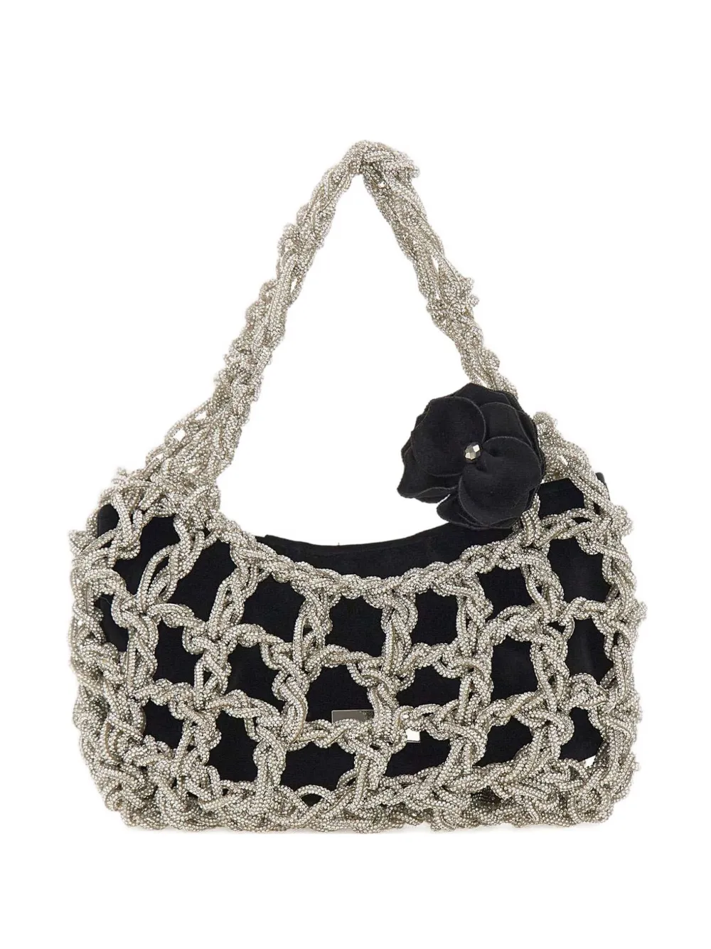 Twenty Four Haitch Small Rhinestone-embellished Tote Bag In Silver