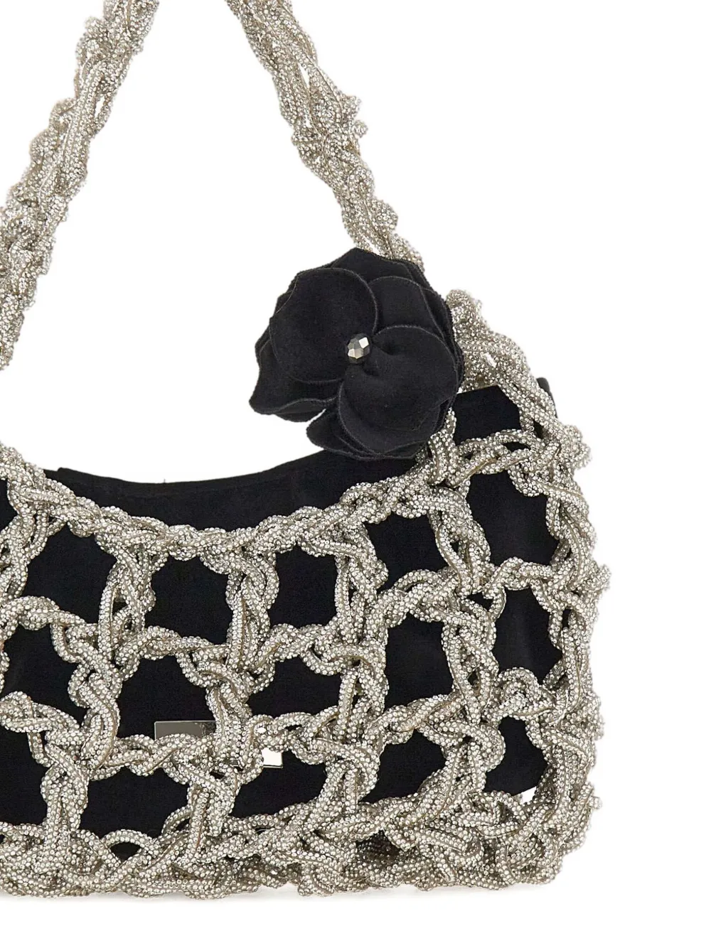 Twenty Four Haitch Small Rhinestone-embellished Tote Bag In Silver