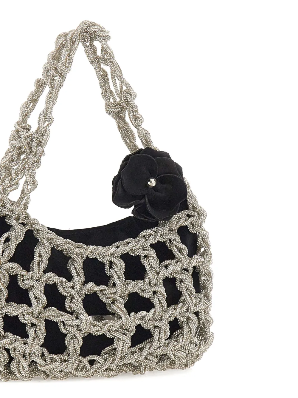 Twenty Four Haitch Small Rhinestone-embellished Tote Bag In Silver