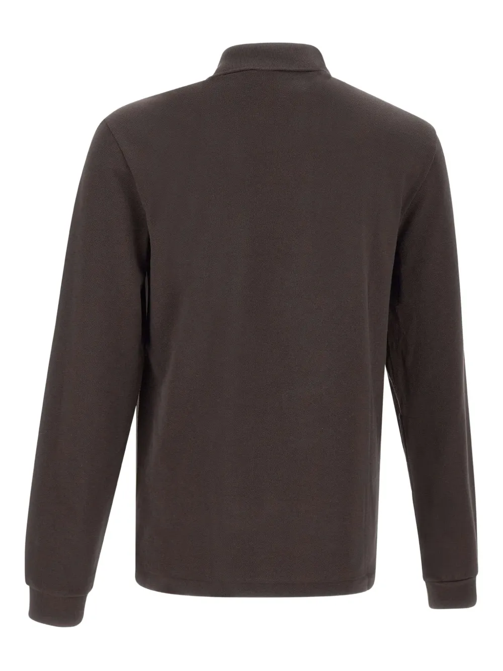 Lacoste Long-sleeve Ribbed-collar Polo Shirt In Brown