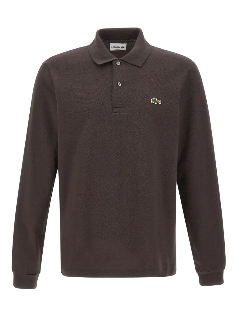 Lacoste Long-sleeve Ribbed-collar Polo Shirt In Brown