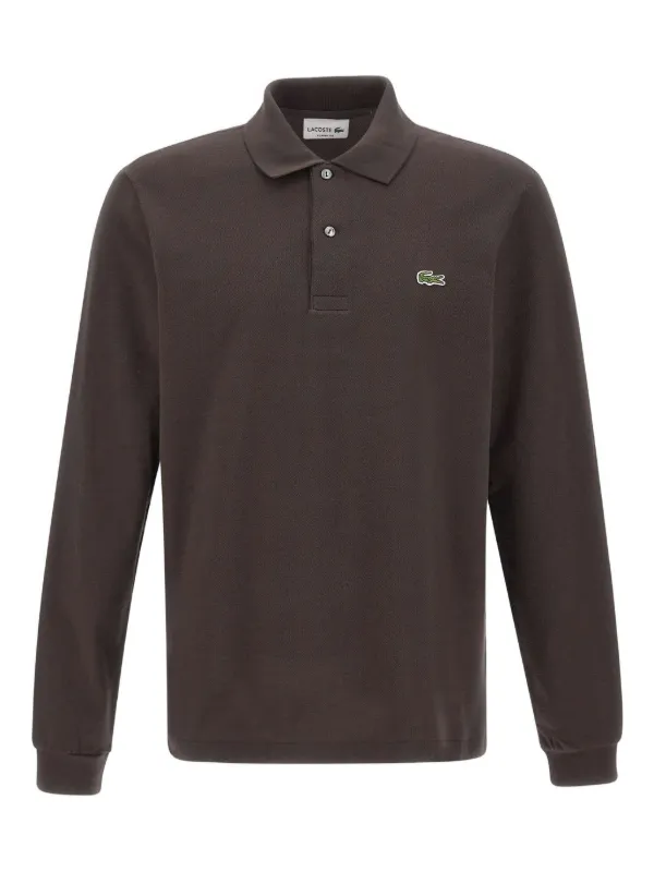Lacoste long-sleeve ribbed-collar Polo Shirt Brown FARFETCH JO