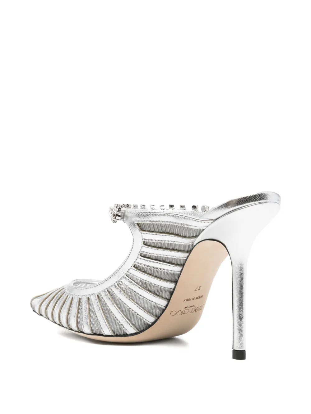 Jimmy Choo 100 mm Bing muiltjes Zilver