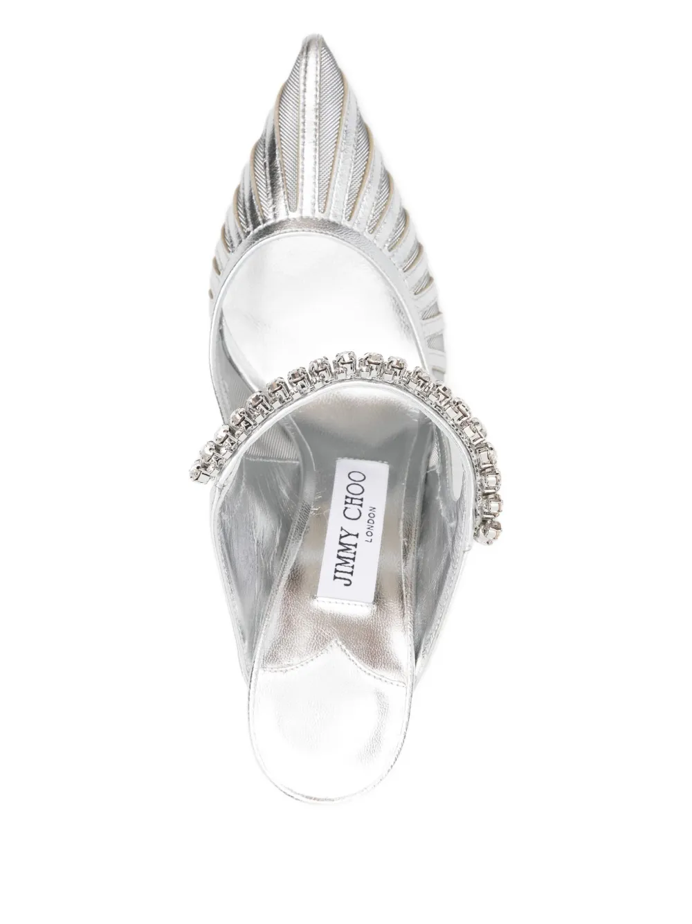 Jimmy Choo 100 mm Bing muiltjes Zilver