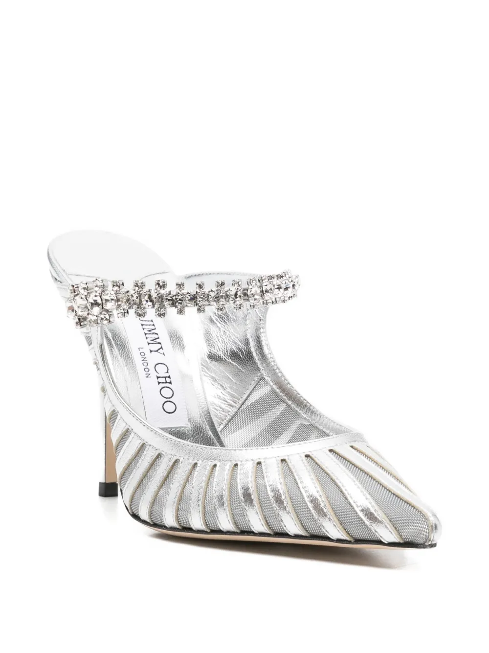Jimmy Choo 100 mm Bing muiltjes Zilver