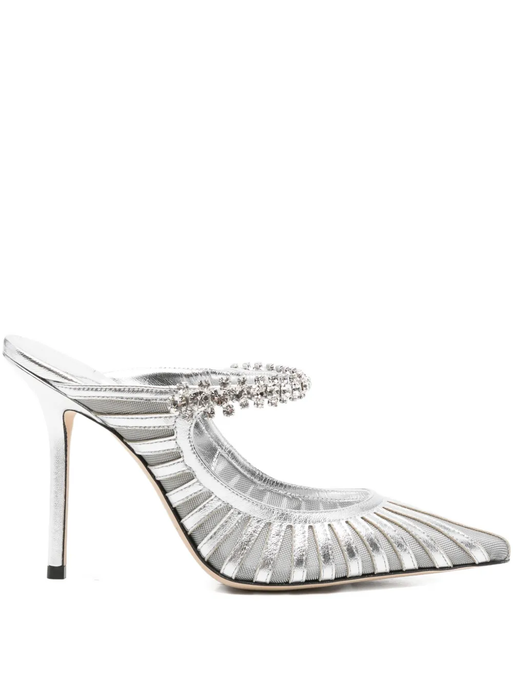 Jimmy Choo 100mm Bing mules Silver