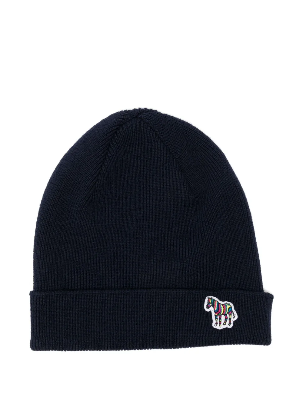 Paul Smith zebra-appliqué wool beanie - ブルー Paul Smith zebra-appliqué wool beanie - ブルー