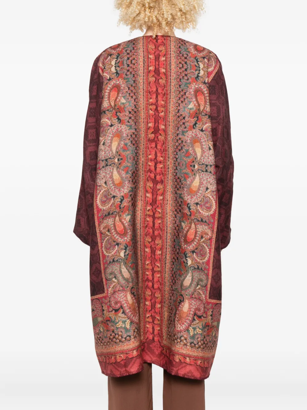 Pierre-louis Mascia Pancake Paisley-print Cape In Brown