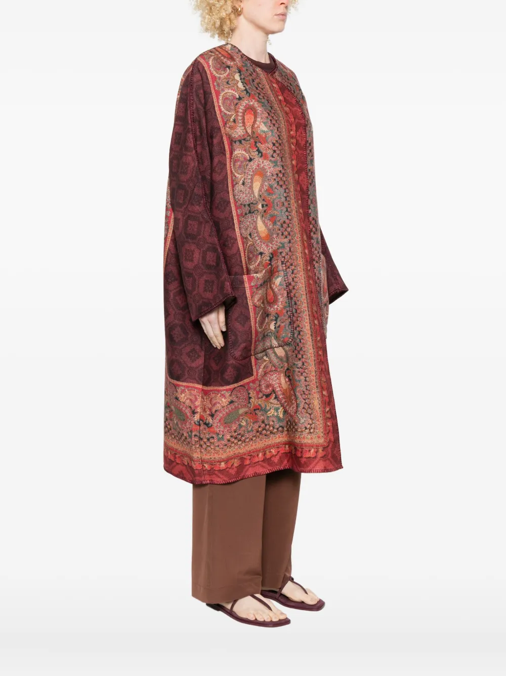 Pierre-louis Mascia Pancake Paisley-print Cape In Brown