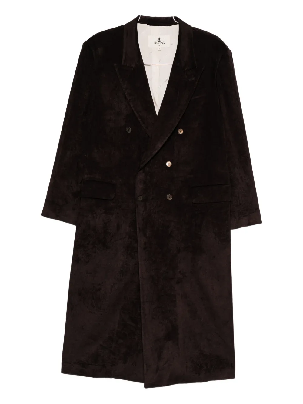 Barena Venezia Double-breasted Velvet Coat In Brown