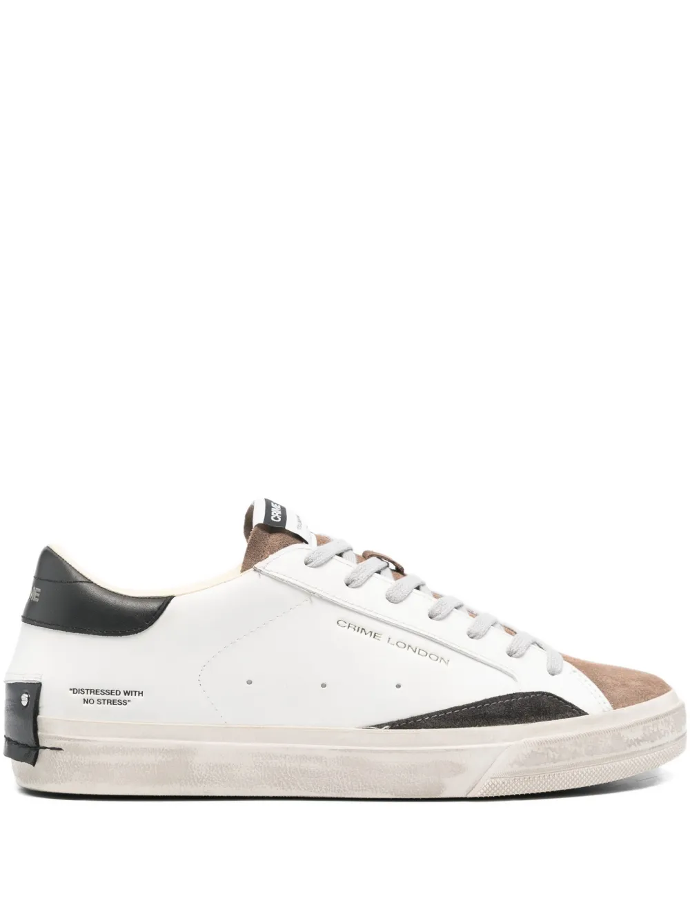 Crime London Distressed Downtown leather-suede sneakers White