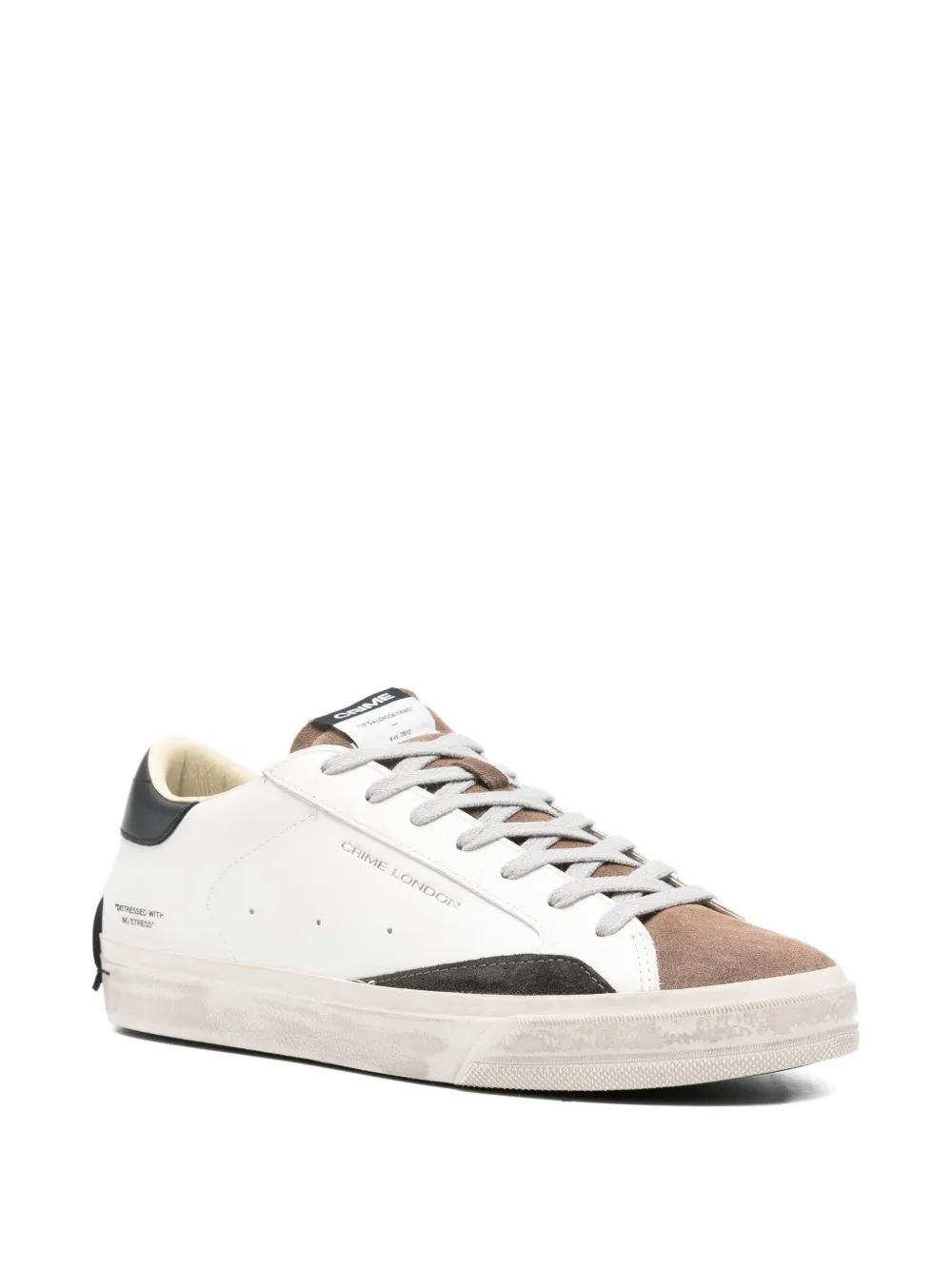 Crime London Distressed Downtown leren suède sneakers Wit