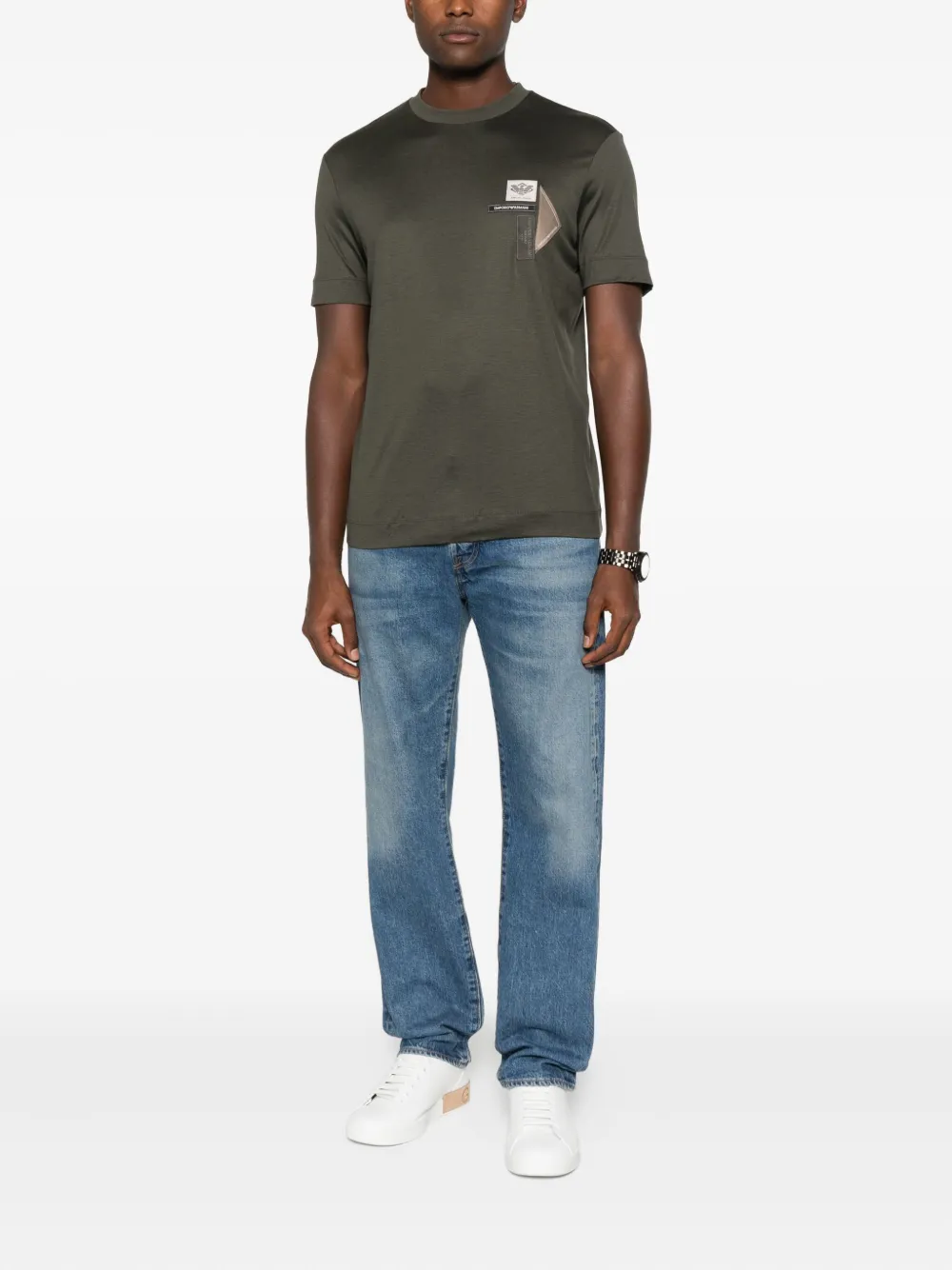 Emporio Armani T-shirt verfraaid met patch - Groen