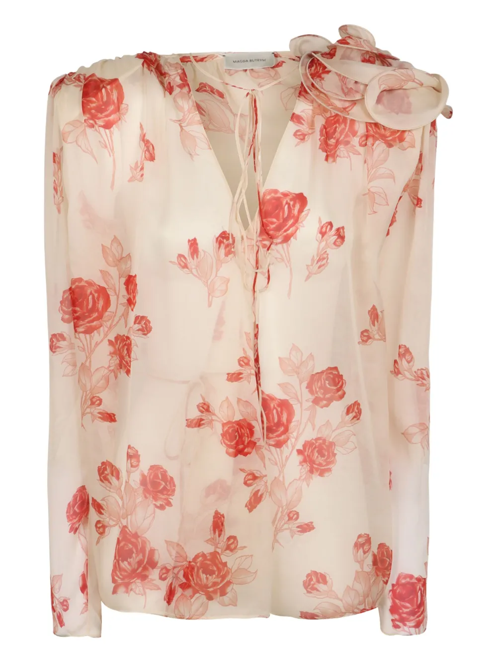 Magda Butrym rose-print silk blouse | Neutrals | Image 1