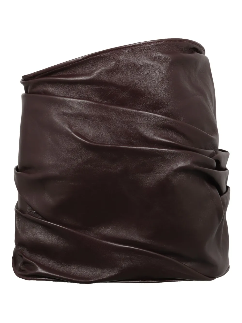 Magda Butrym rose-draped leather mini skirt - Bruin