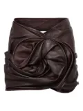 Magda Butrym rose-draped leather mini skirt - Brown