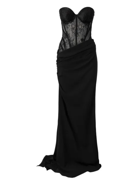 MOOS STUDIO Lunar Lace panelled draped dress