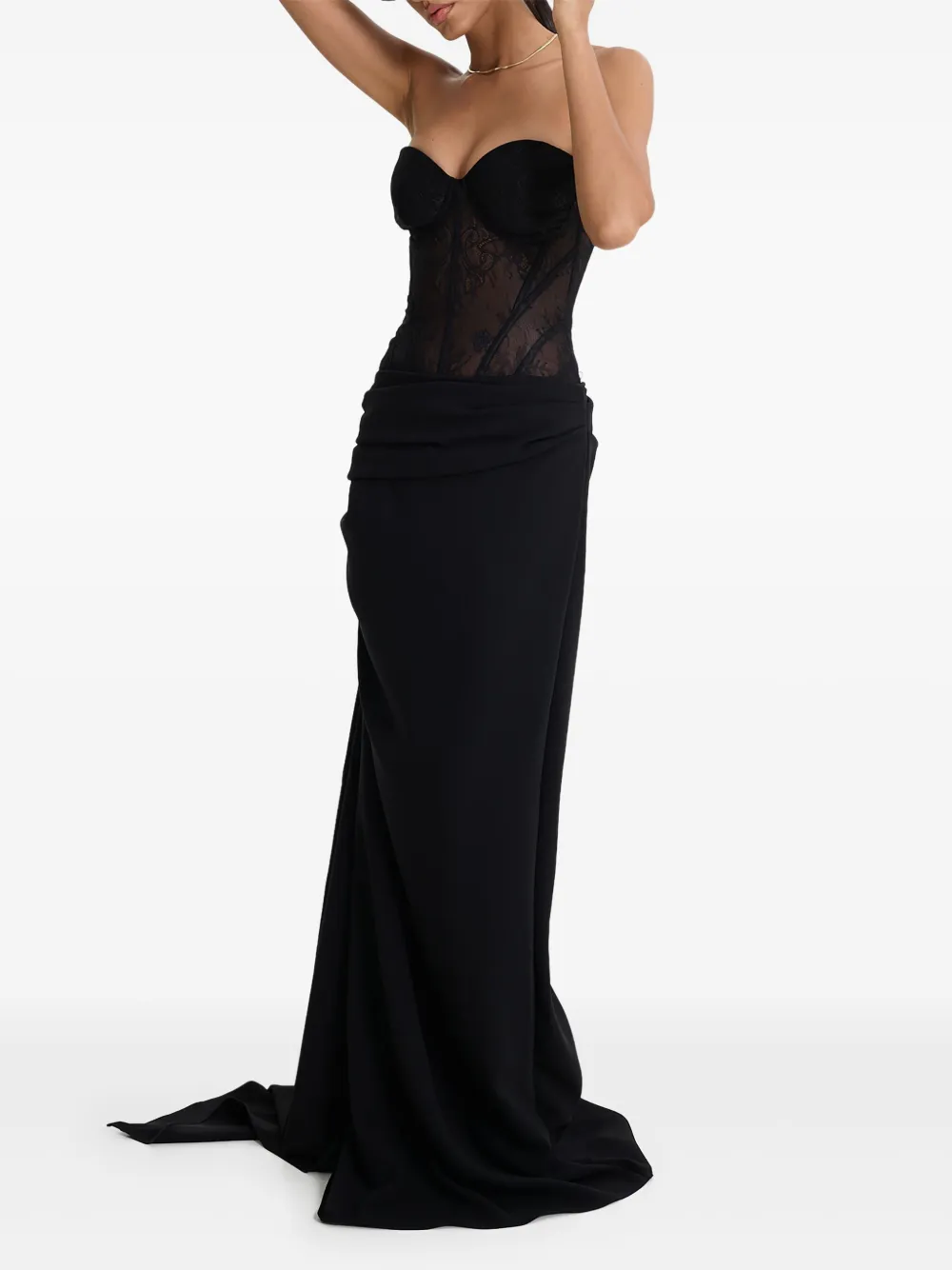  Moos Studio Lunar Lace Panelled Draped Dress - Black 