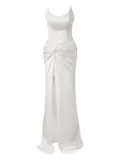 MOOS STUDIO Swan Silk corset satin dress - White