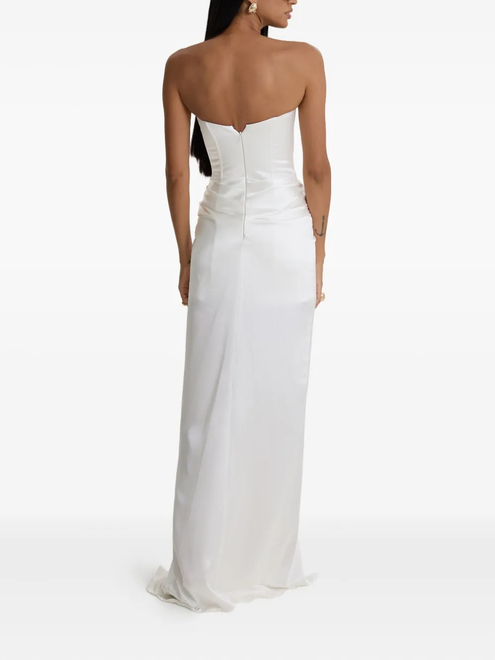 Moos Studio Swan Silk Corset Satin Dress In White