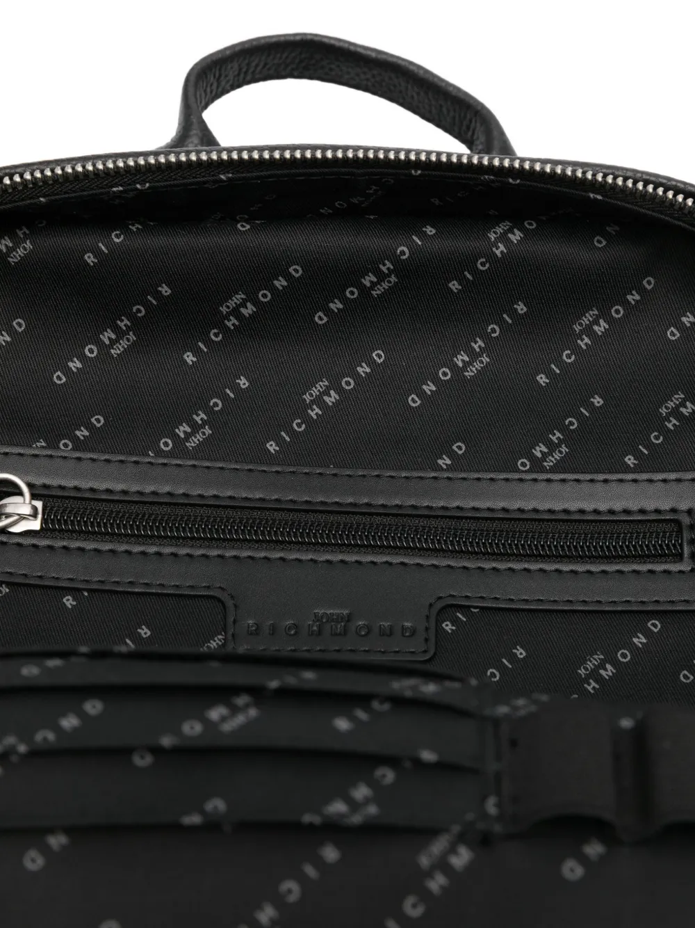 John Richmond Leather Mesh-panel Backpack In Black
