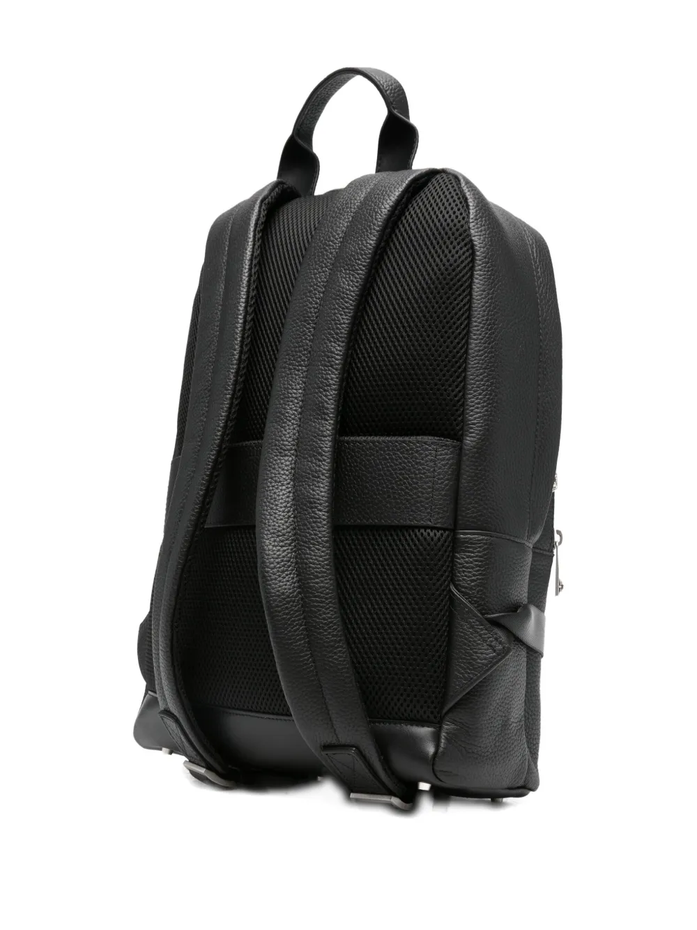 John Richmond Leather Mesh-panel Backpack In Black