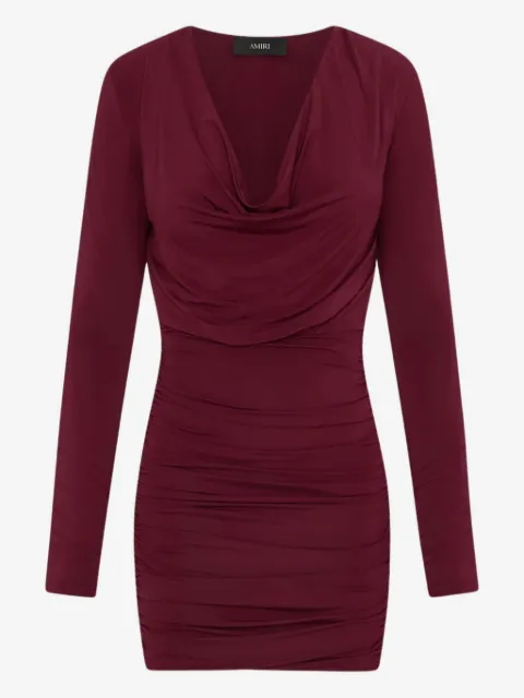 AMIRI vestido corto con diseño drapeado y cuello desbocado