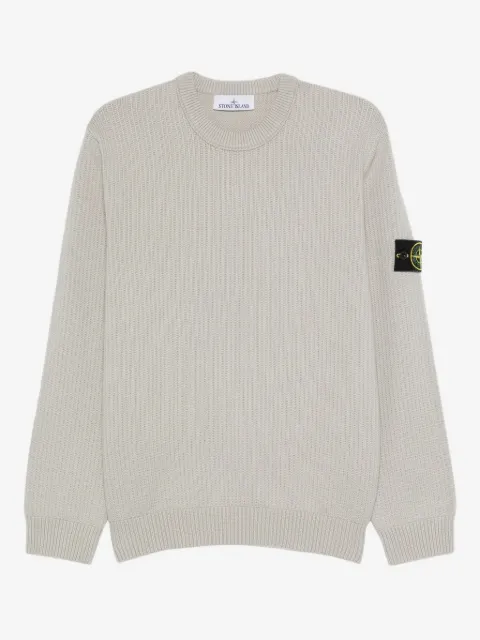 Stone Island suéter tejido de canalé con cuello redondo