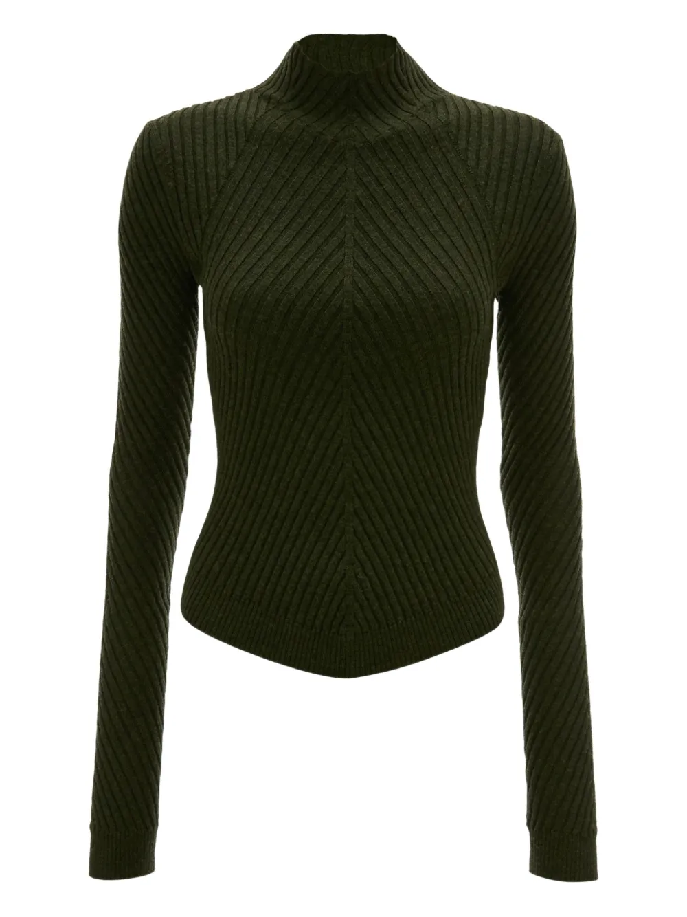 Victoria Beckham Ribbed-knit Wool Turtleneck Sweater In Green
