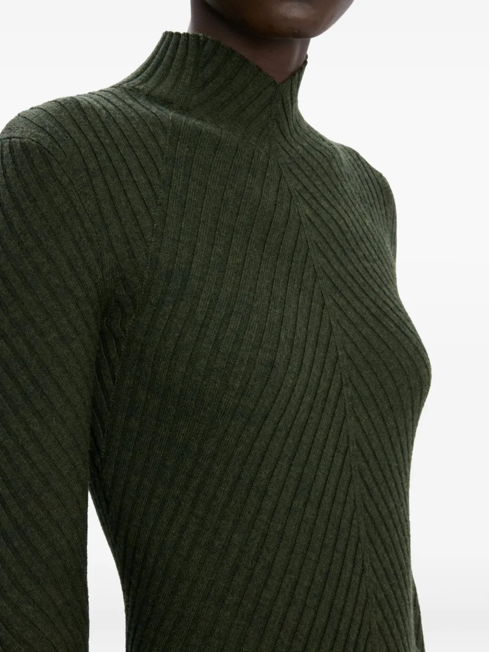 Victoria Beckham Ribbed-knit Wool Turtleneck Sweater In Green