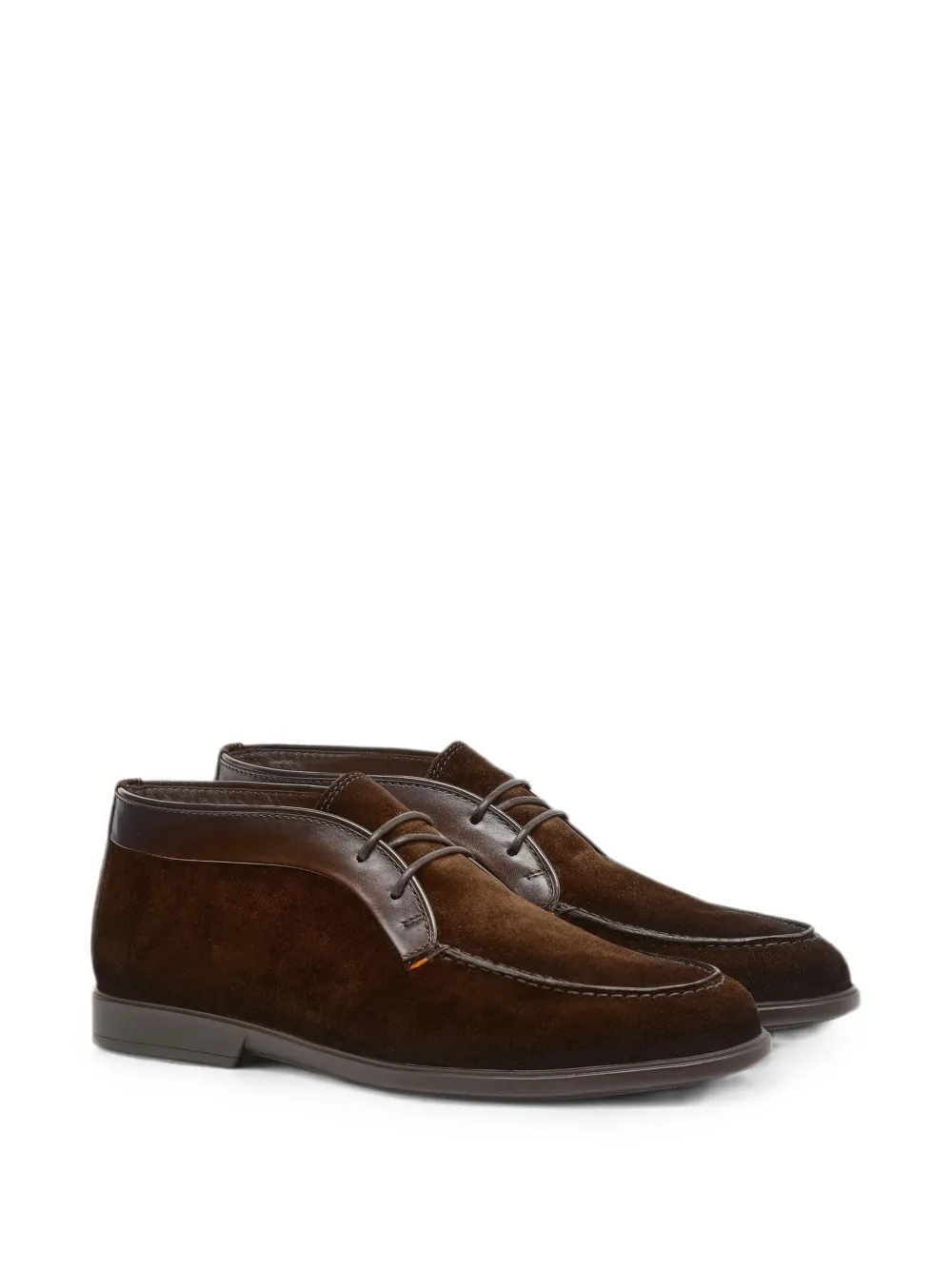 Santoni suede-leather panels ankle boots Bruin